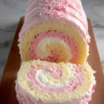 Fluffy Pink Swiss Roll Cake First Image