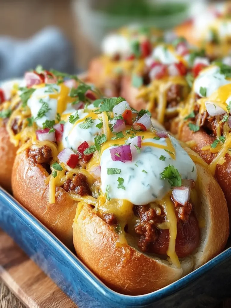 Cheesy Loaded Chili Dogs First Image