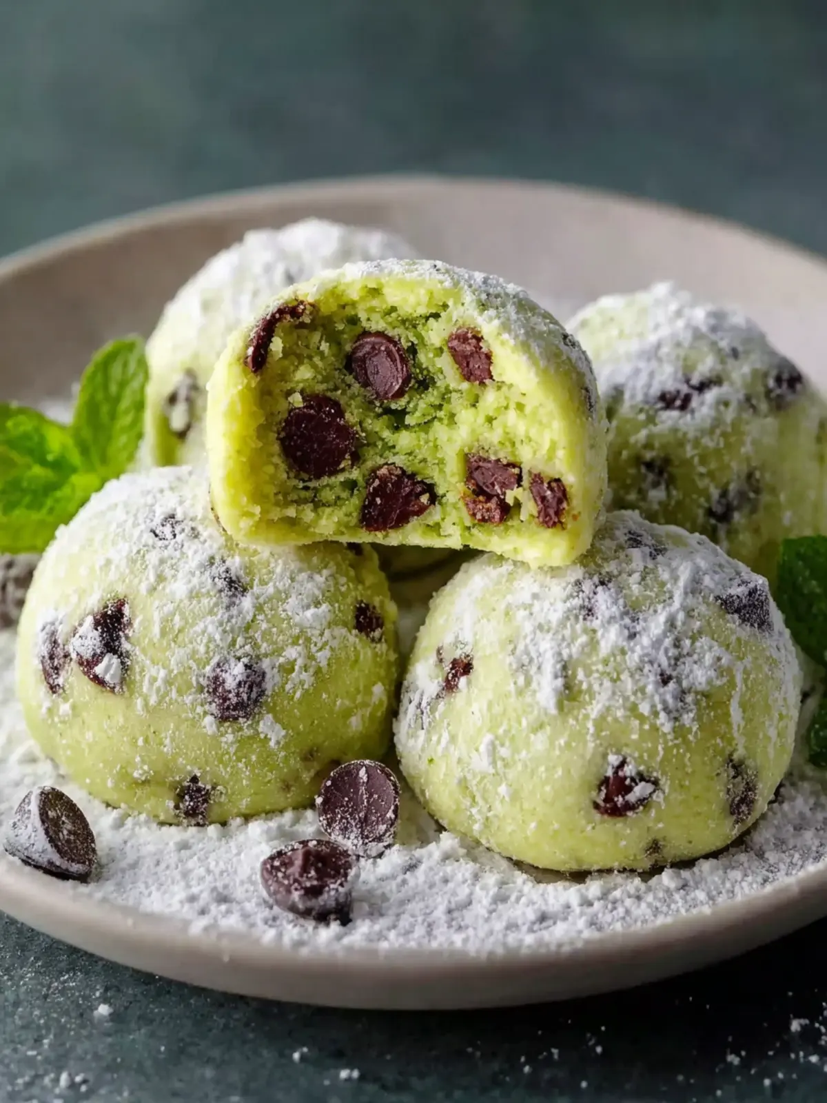Mint Chocolate Chip Snowball Cookies That Melt in Your Mouth