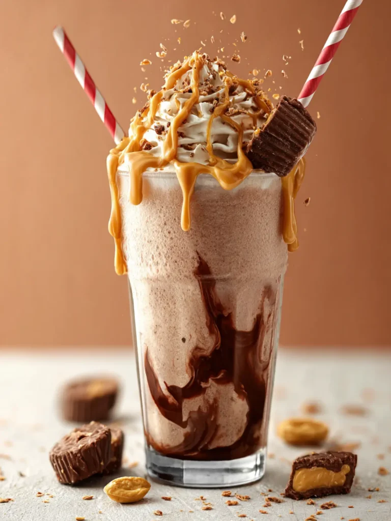 Peanut Butter Frozen Hot Chocolate — The Creamiest Summer Chocolate Treat First Image