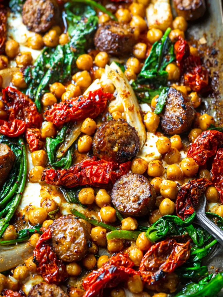 Sun Dried Tomato Sausage Chickpea (Sheet Pan Dinner) First Image
