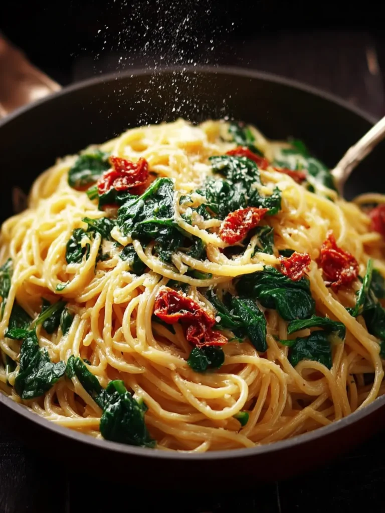Spaghetti and Spinach with Sun-Dried Tomato Cream Sauce is a must-try! First Image