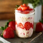 Healthy Strawberry Overnight Oats (Tastes Like Strawberry Shortcake) First Image