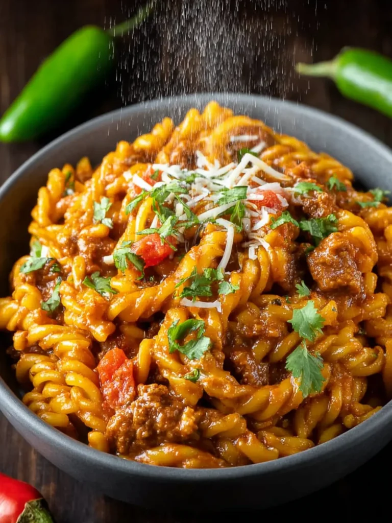 One Pot Cheesy Enchilada Pasta First Image