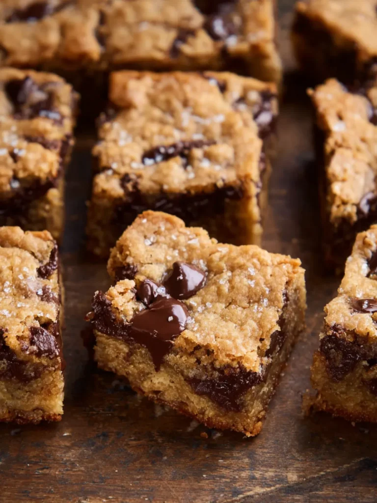 brown butter oatmeal chocolate chip cookie bars First Image